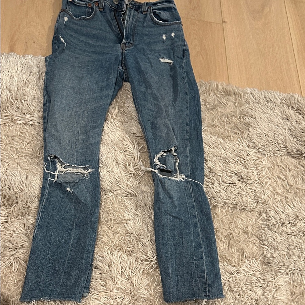 Abercrombie & Fitch Women's Ankle Straight ultra high rise curve love blue Jeans